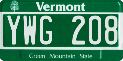 VT license plate YWG208