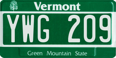 VT license plate YWG209