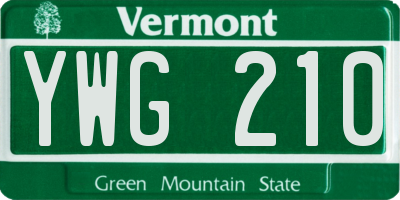 VT license plate YWG210
