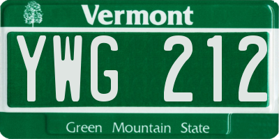 VT license plate YWG212