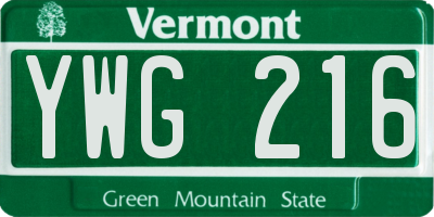 VT license plate YWG216