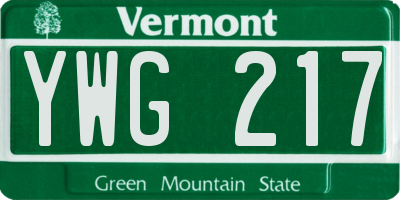 VT license plate YWG217