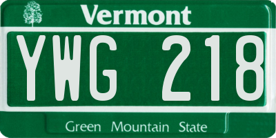 VT license plate YWG218