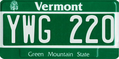 VT license plate YWG220