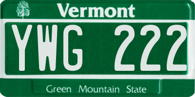 VT license plate YWG222