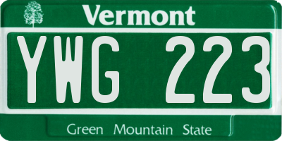VT license plate YWG223