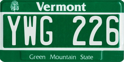 VT license plate YWG226