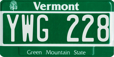 VT license plate YWG228