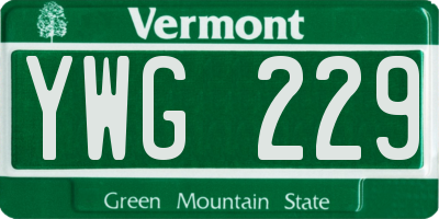 VT license plate YWG229