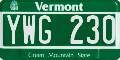VT license plate YWG230