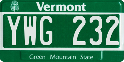 VT license plate YWG232