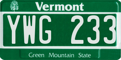 VT license plate YWG233