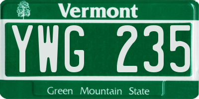 VT license plate YWG235