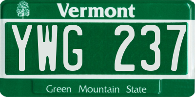 VT license plate YWG237