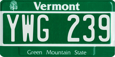 VT license plate YWG239