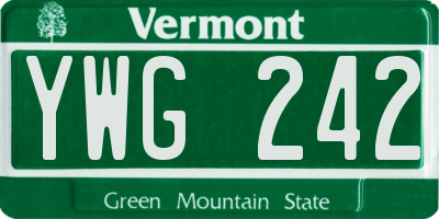 VT license plate YWG242