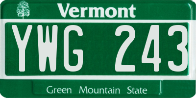 VT license plate YWG243