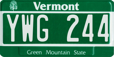 VT license plate YWG244