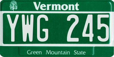 VT license plate YWG245