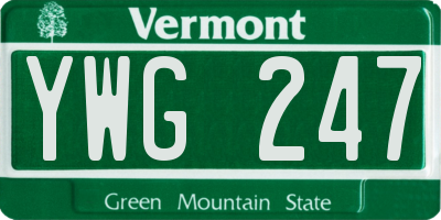 VT license plate YWG247