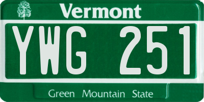 VT license plate YWG251