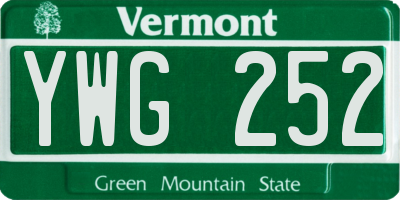 VT license plate YWG252