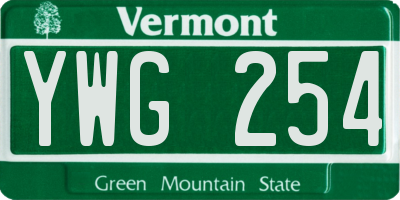 VT license plate YWG254
