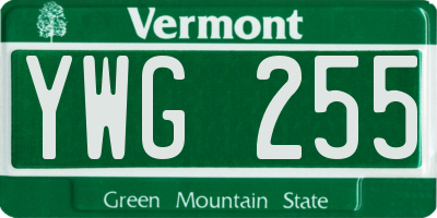 VT license plate YWG255