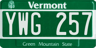VT license plate YWG257
