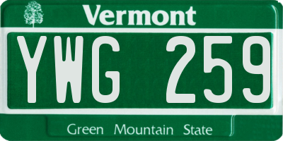 VT license plate YWG259