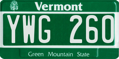 VT license plate YWG260