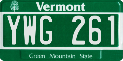 VT license plate YWG261
