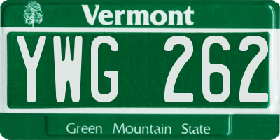 VT license plate YWG262