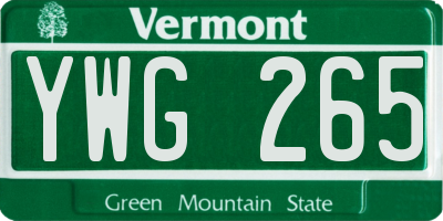 VT license plate YWG265
