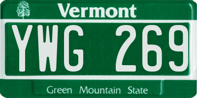 VT license plate YWG269
