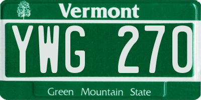 VT license plate YWG270