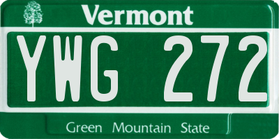 VT license plate YWG272