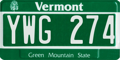 VT license plate YWG274