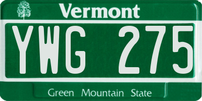 VT license plate YWG275