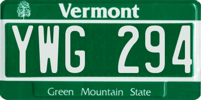 VT license plate YWG294