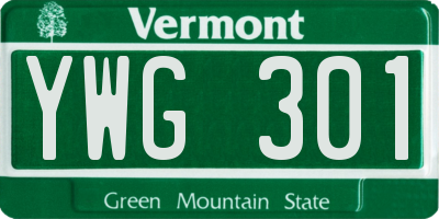 VT license plate YWG301