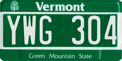 VT license plate YWG304