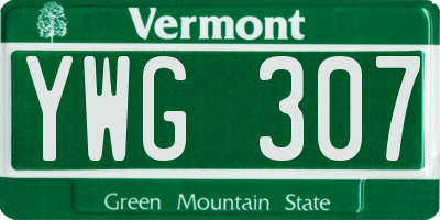 VT license plate YWG307