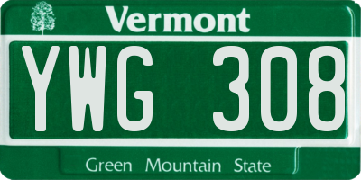 VT license plate YWG308