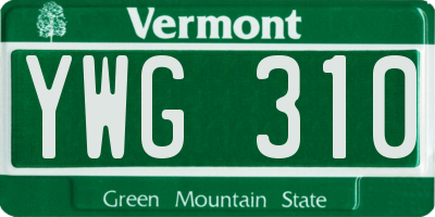 VT license plate YWG310