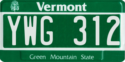 VT license plate YWG312