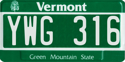 VT license plate YWG316