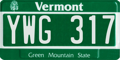 VT license plate YWG317