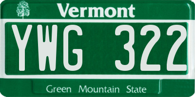 VT license plate YWG322
