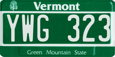 VT license plate YWG323